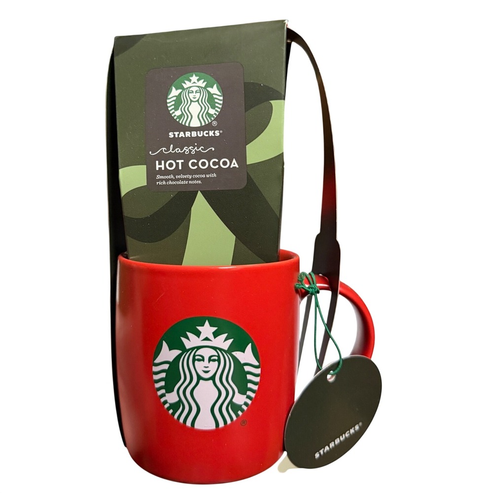 Starbucks Mug and Cocoa Gift Set Siren Logo Red Classic Hot Cocoa Mix Holiday